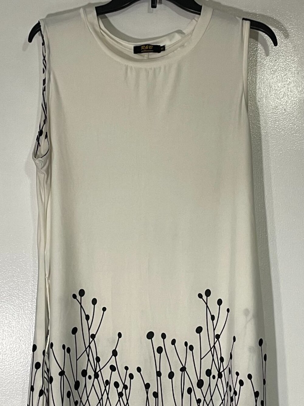 R&B Collection Women’s Ivory Tank Dress Size XL Pockets Poly Spandex Excellent
